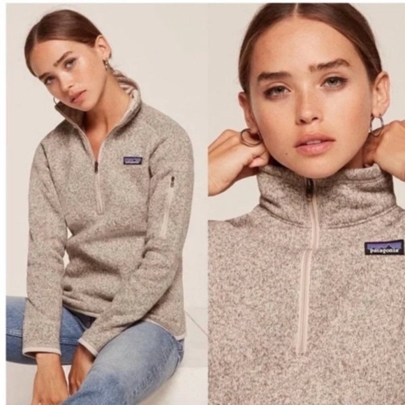 Patagonia Better Sweater 1/4 Quarter Zip Pullover Women’s Size S Pelican Beige - Picture 16 of 16